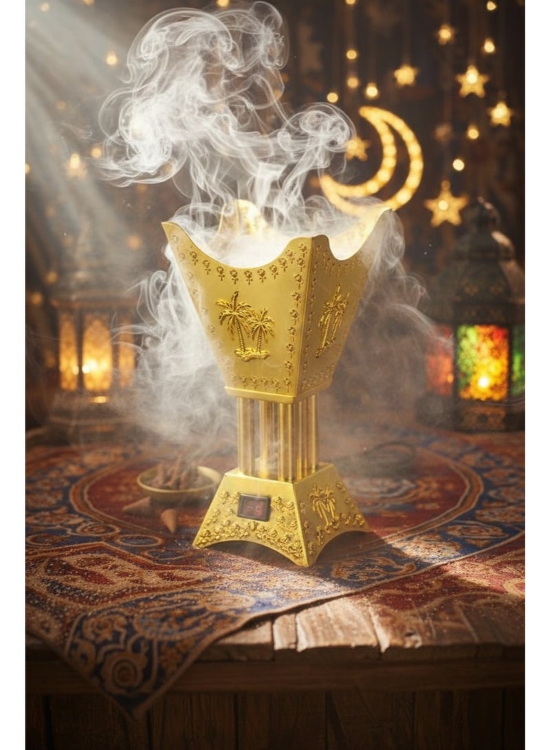 السيف  مبخرة كهربائية فاخرة للبخور لرمضان - مبخرة ذهبية من العود العربي مع تسخين بدون دخان - Image 1